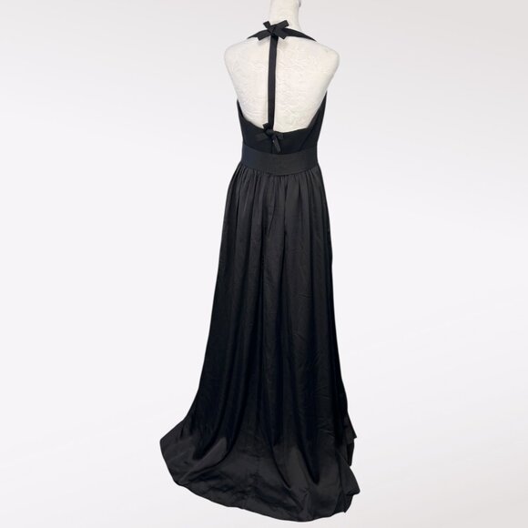 White by Vera Wang Ebony Black Formal Halter Maxi Gown Size 6 - Picture 6 of 9